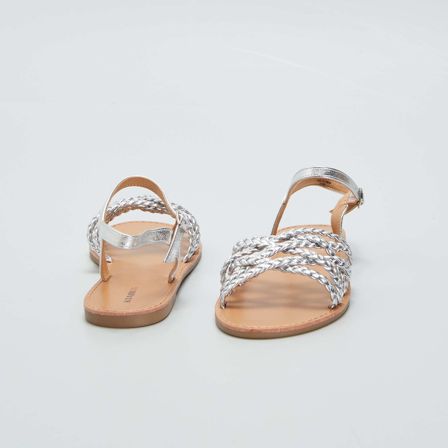 Flat sandals with braided straps GREY