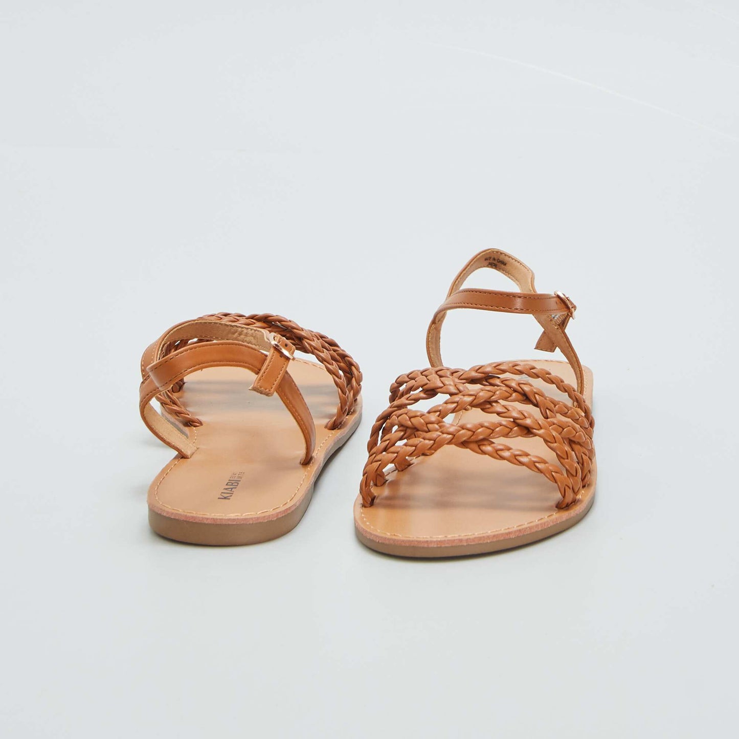 Flat sandals with braided straps BROWN