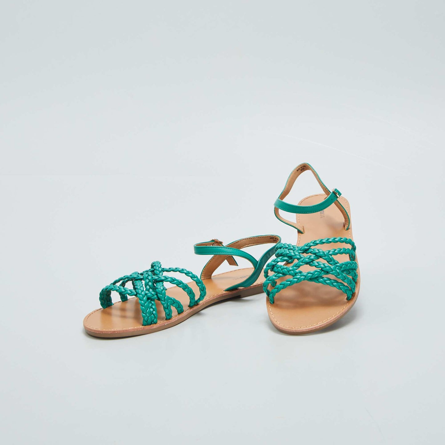 Flat sandals with braided straps GREEN