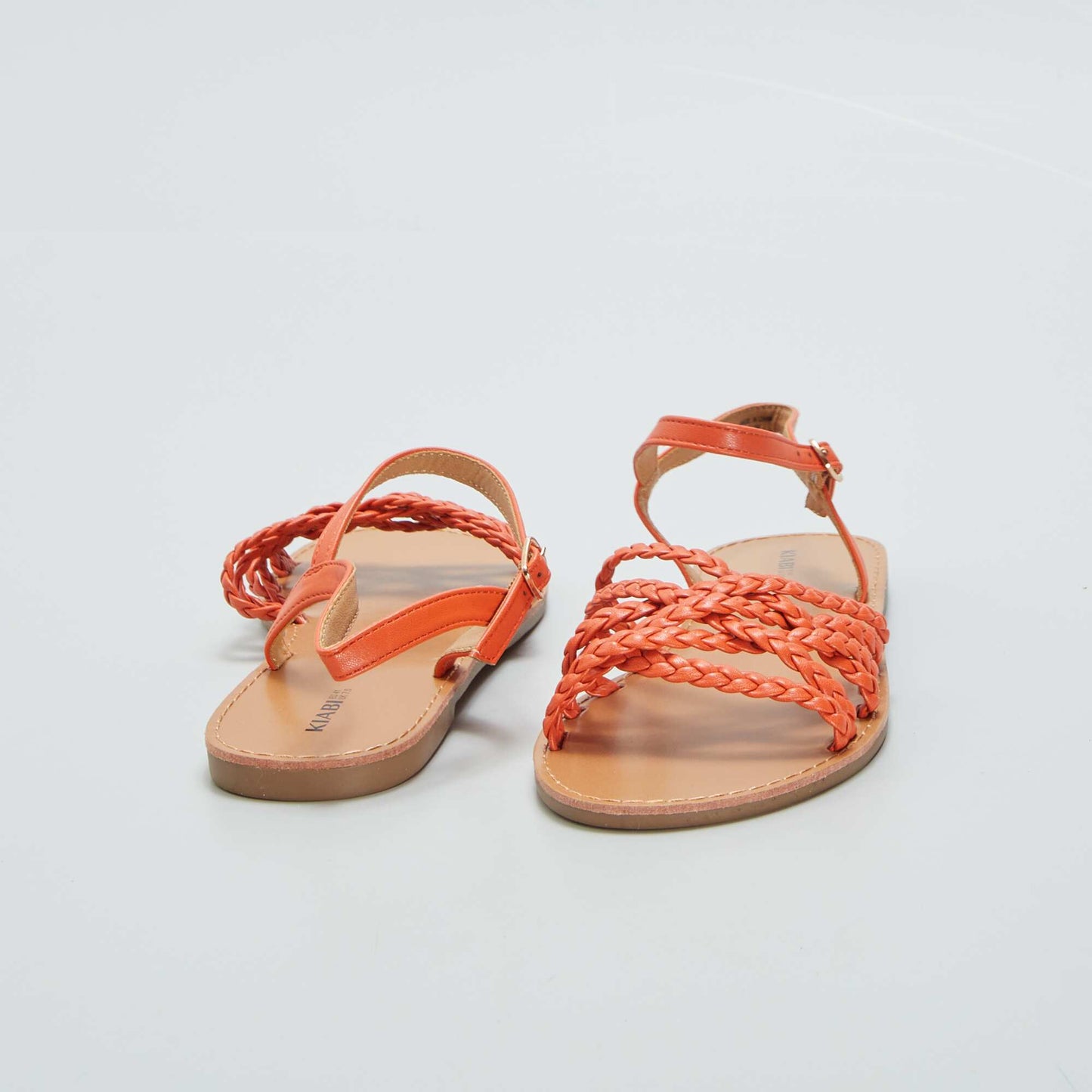 Flat sandals with braided straps ORANGE