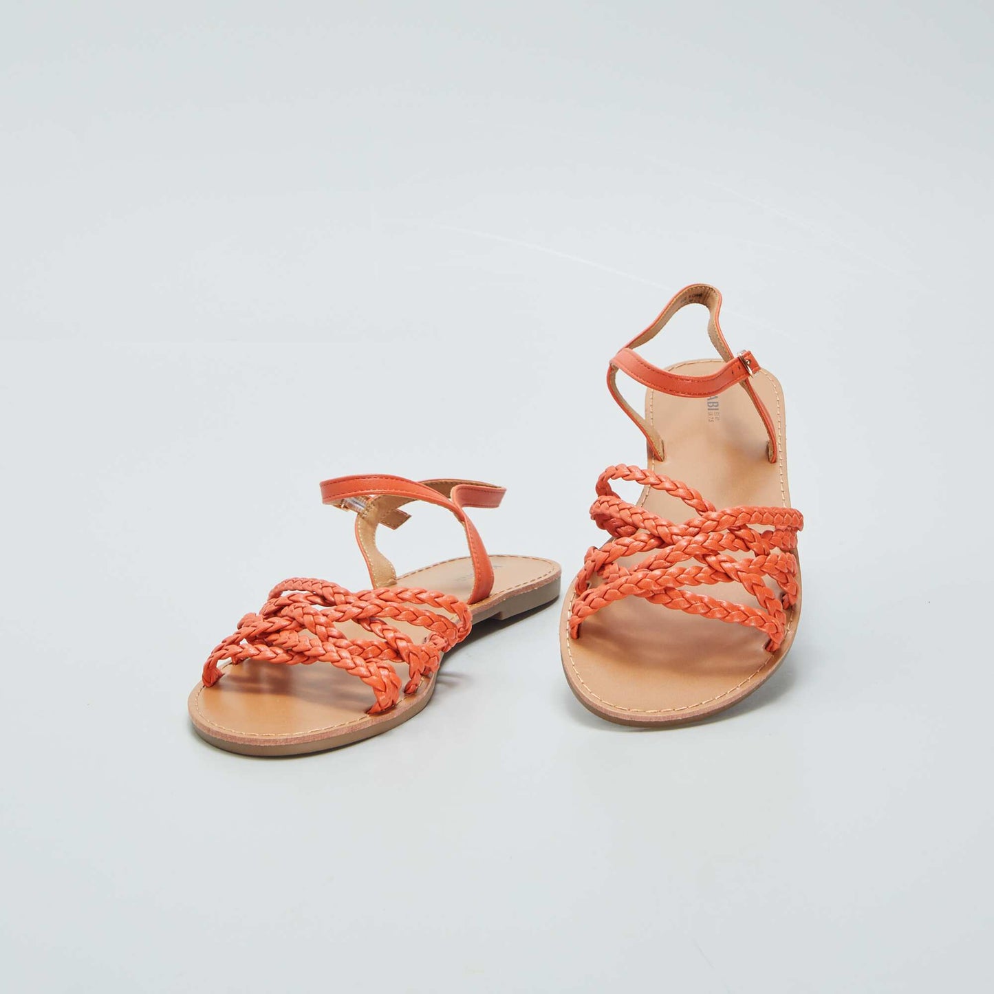 Flat sandals with braided straps ORANGE