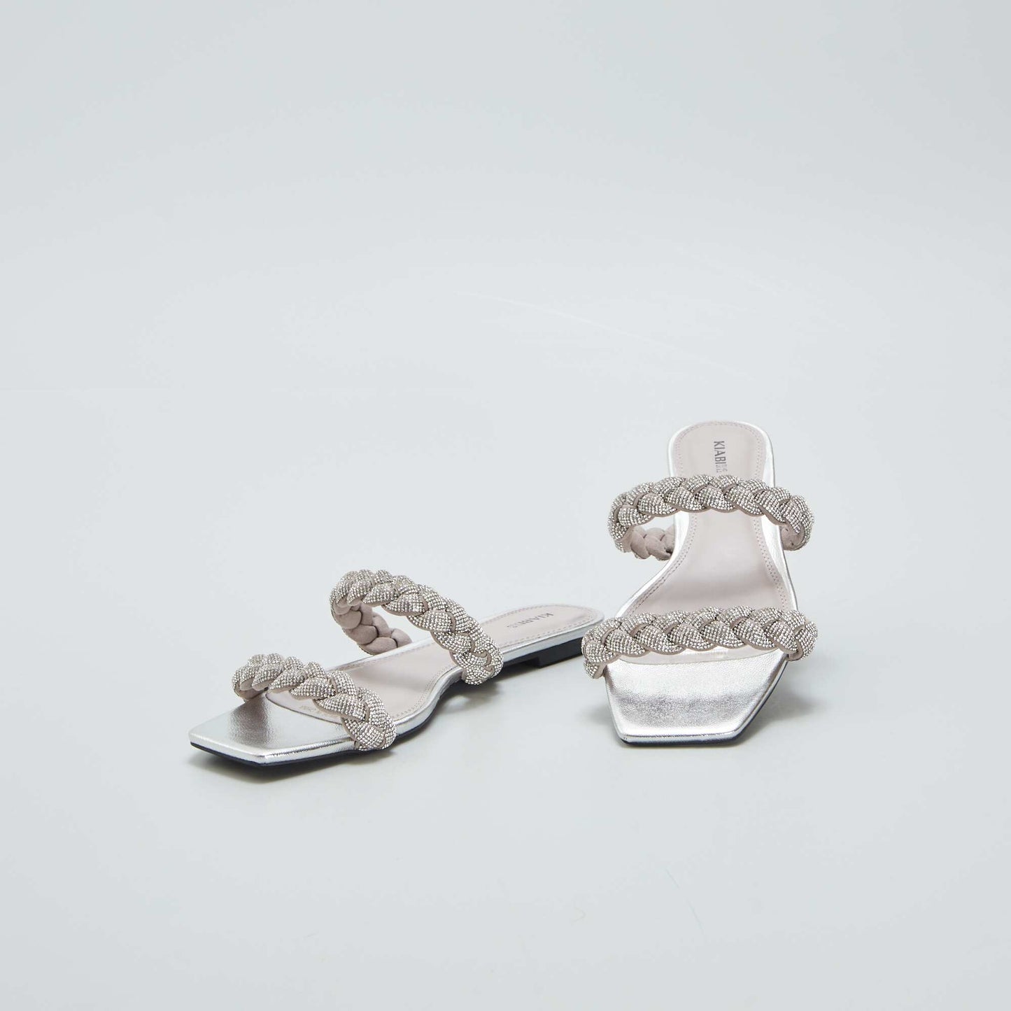 Diamanté flat sandals GREY