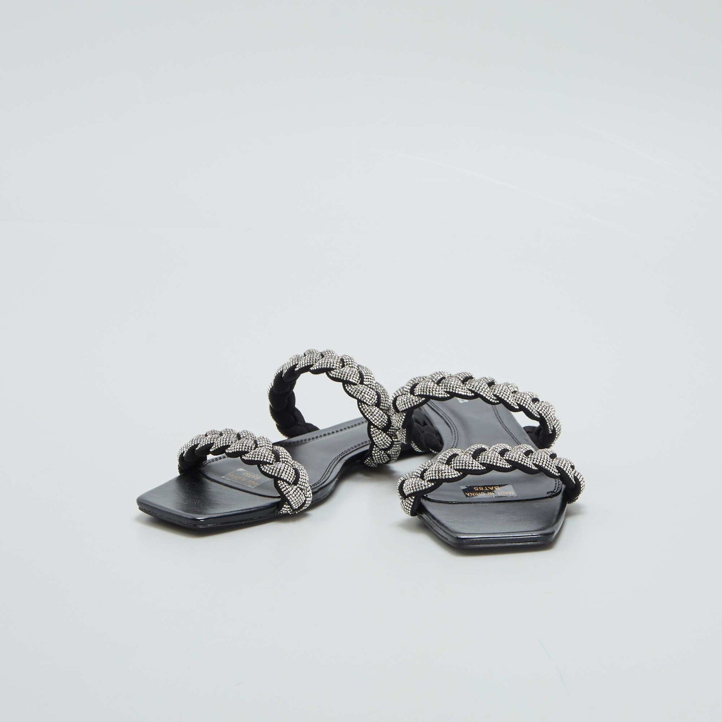 Diamanté flat sandals BLACK