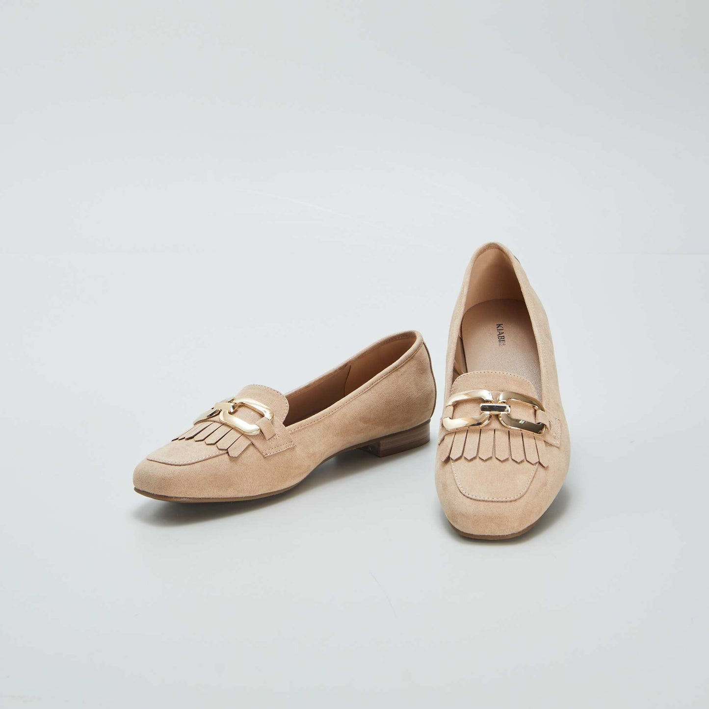 Loafers with fringed gold straps BEIGE