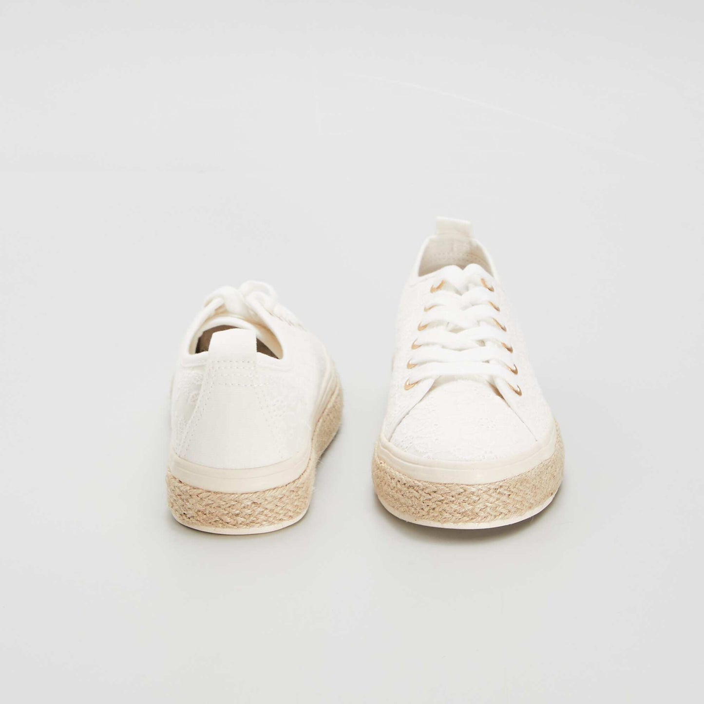 Embroidered trainers with rope sole WHITE