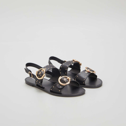 Sandals with studded straps black