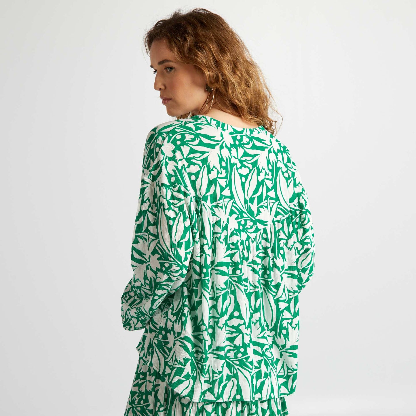 Blouse with long puff sleeves GREEN