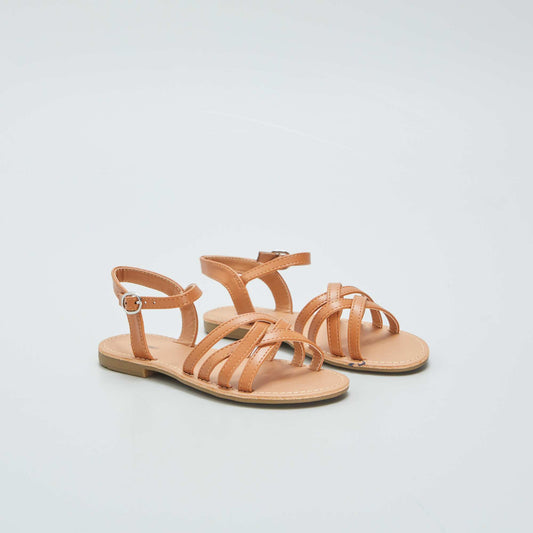Sandals with crossover straps BROWN