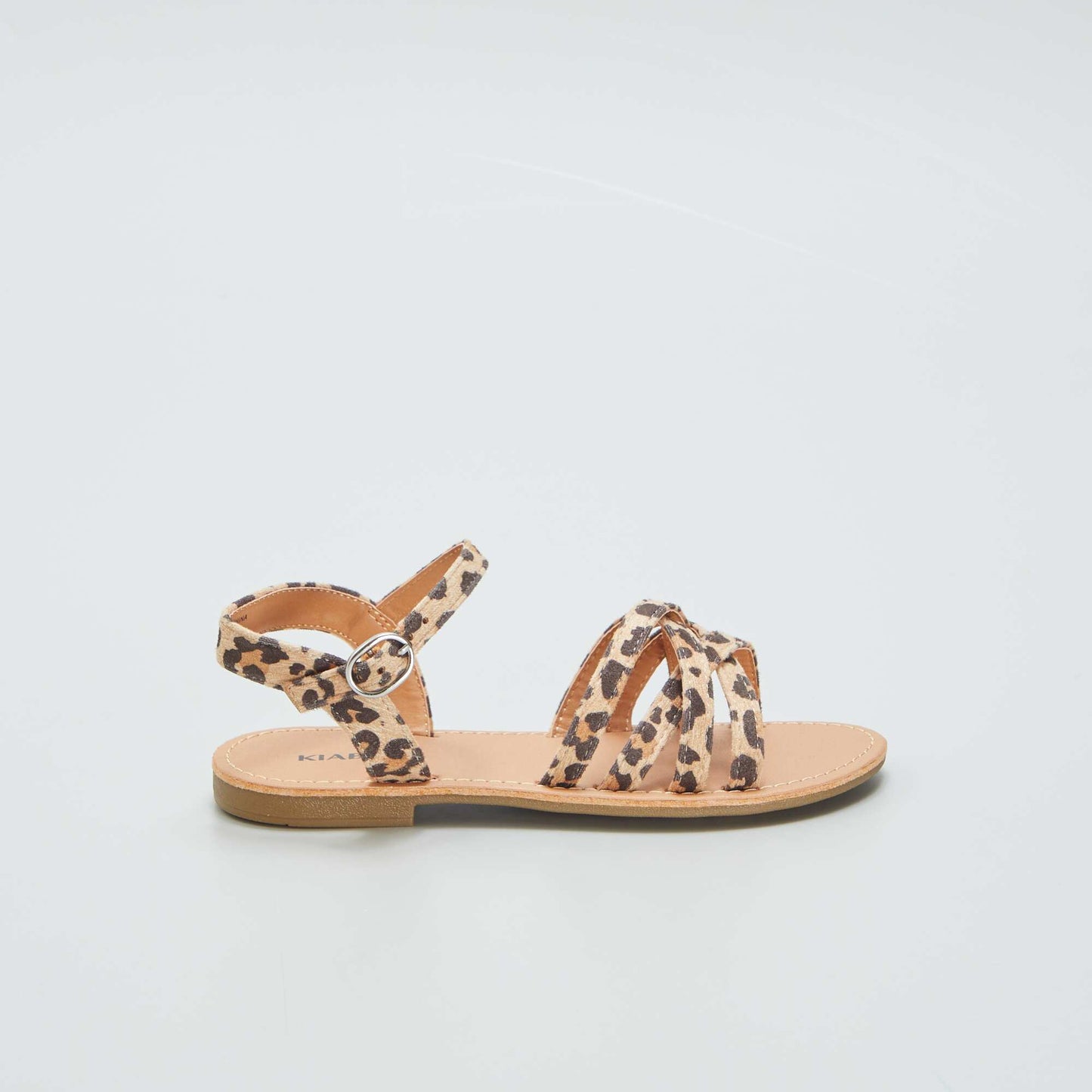 Sandals with crossover straps - leopard print BROWN