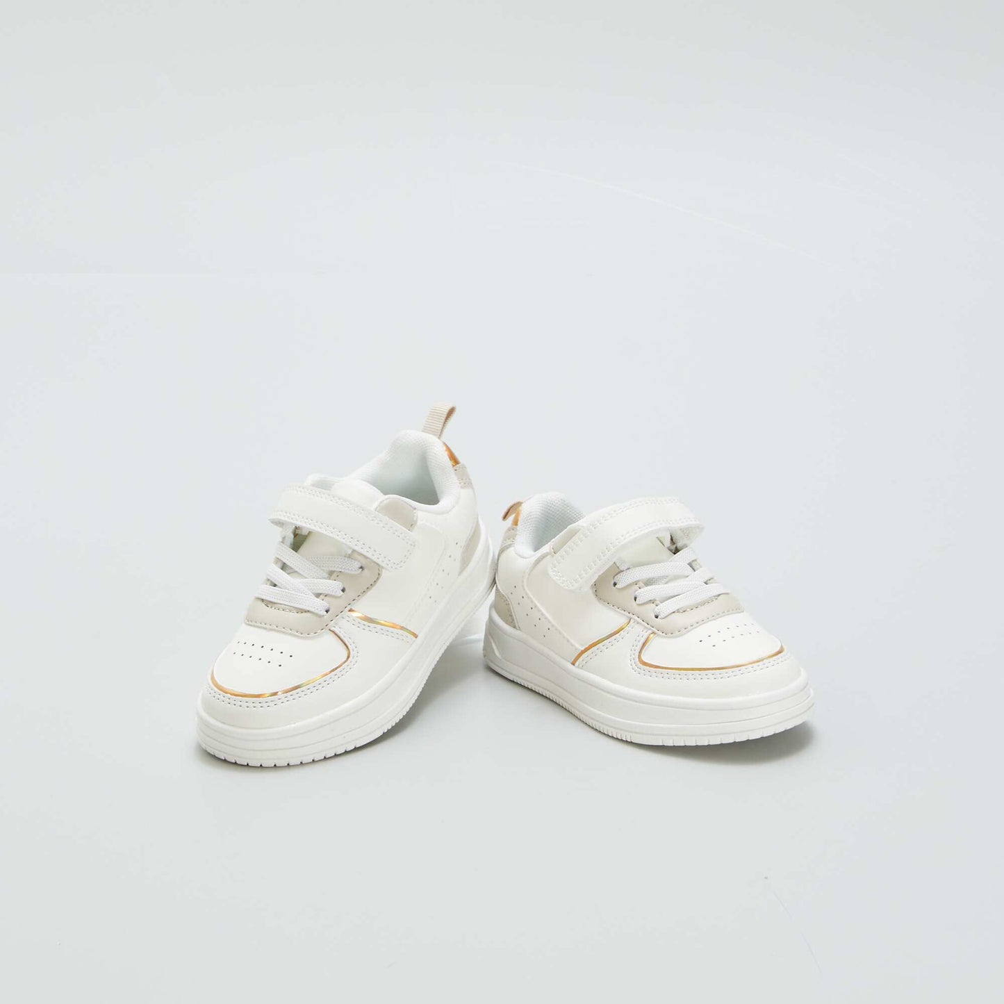 Low-top hook and loop trainers WHITE