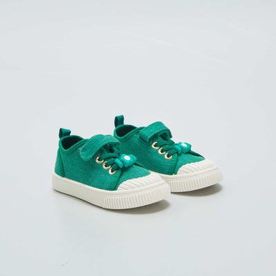 Canvas trainers with Velcro GREEN