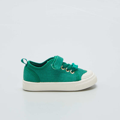 Canvas trainers with Velcro GREEN