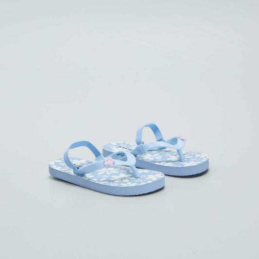 Printed flip-flops with elasticated strap BLUE