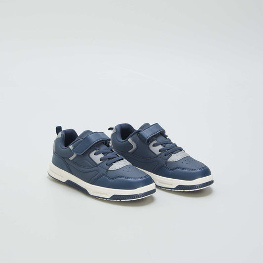 Three-tone low-top trainers BLUE