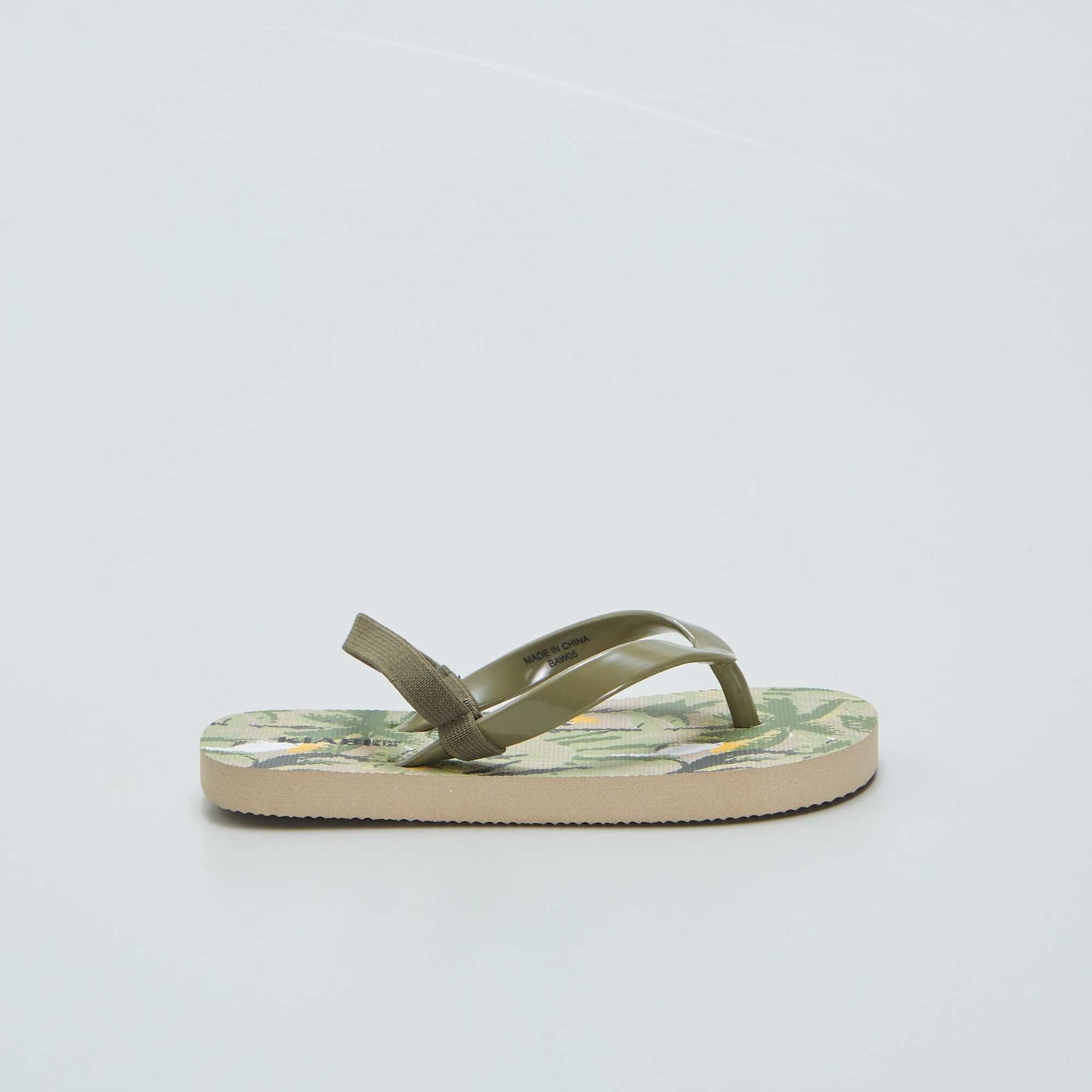 Tropical print flip-flops with elasticated strap KHAKI
