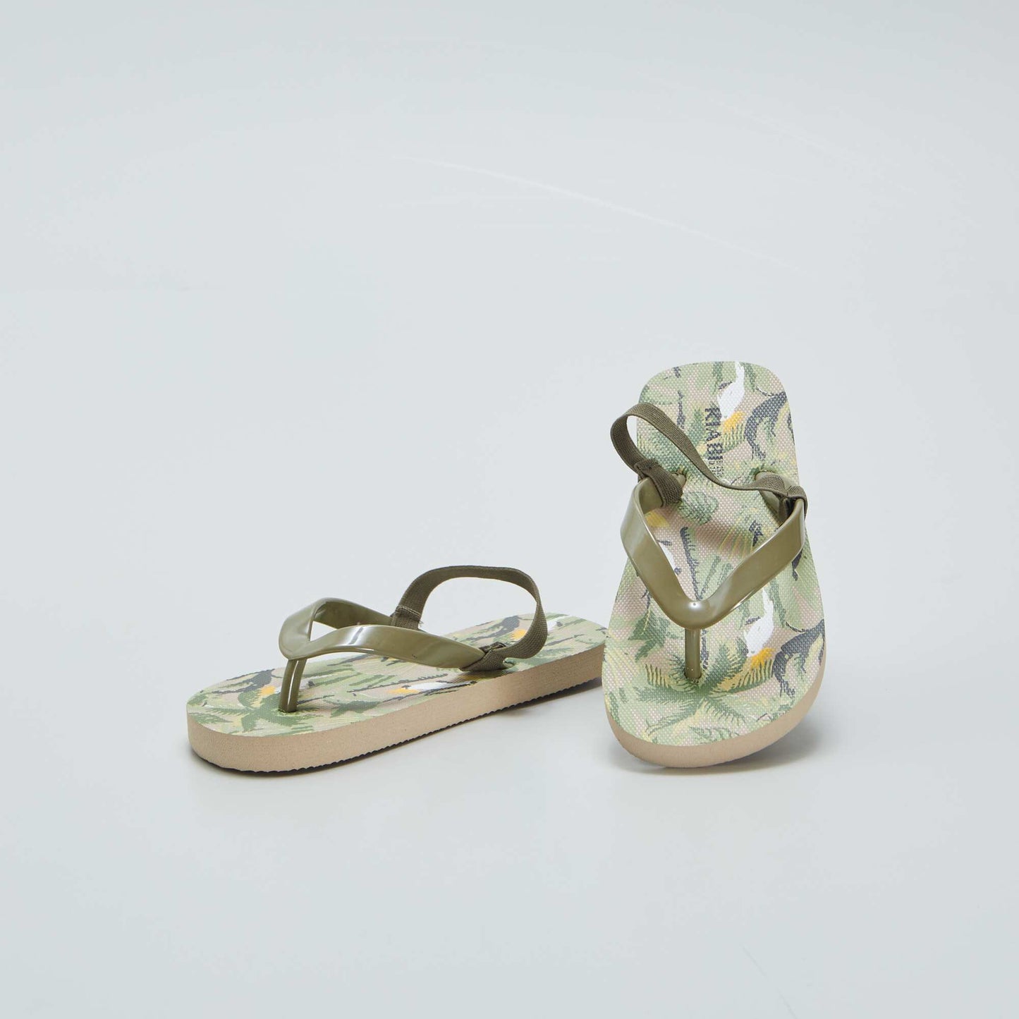 Tropical print flip-flops with elasticated strap KHAKI