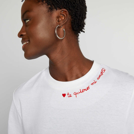 T-shirt with embroidered lettering WHITE