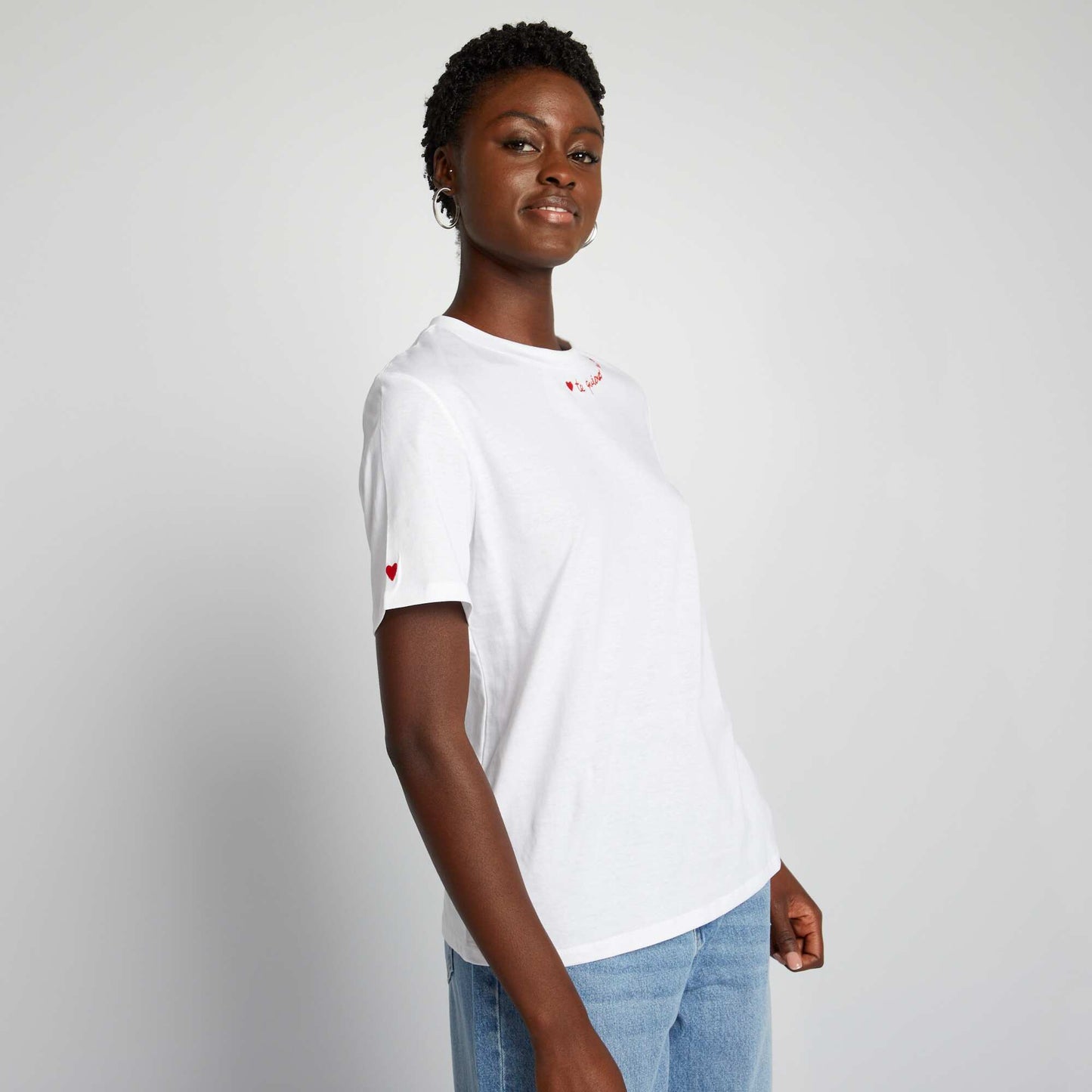 T-shirt with embroidered lettering WHITE