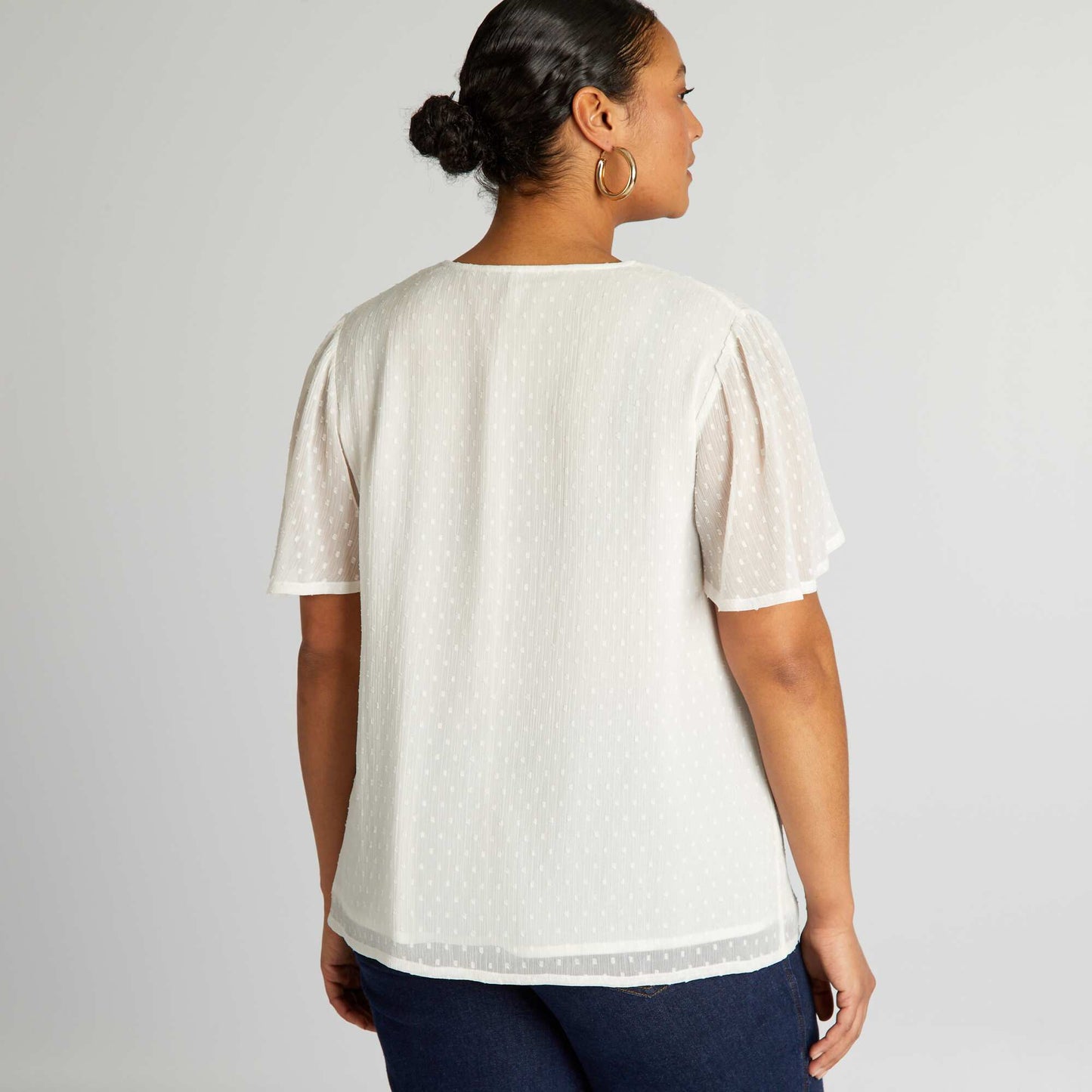 Dotted voile blouse WHITE