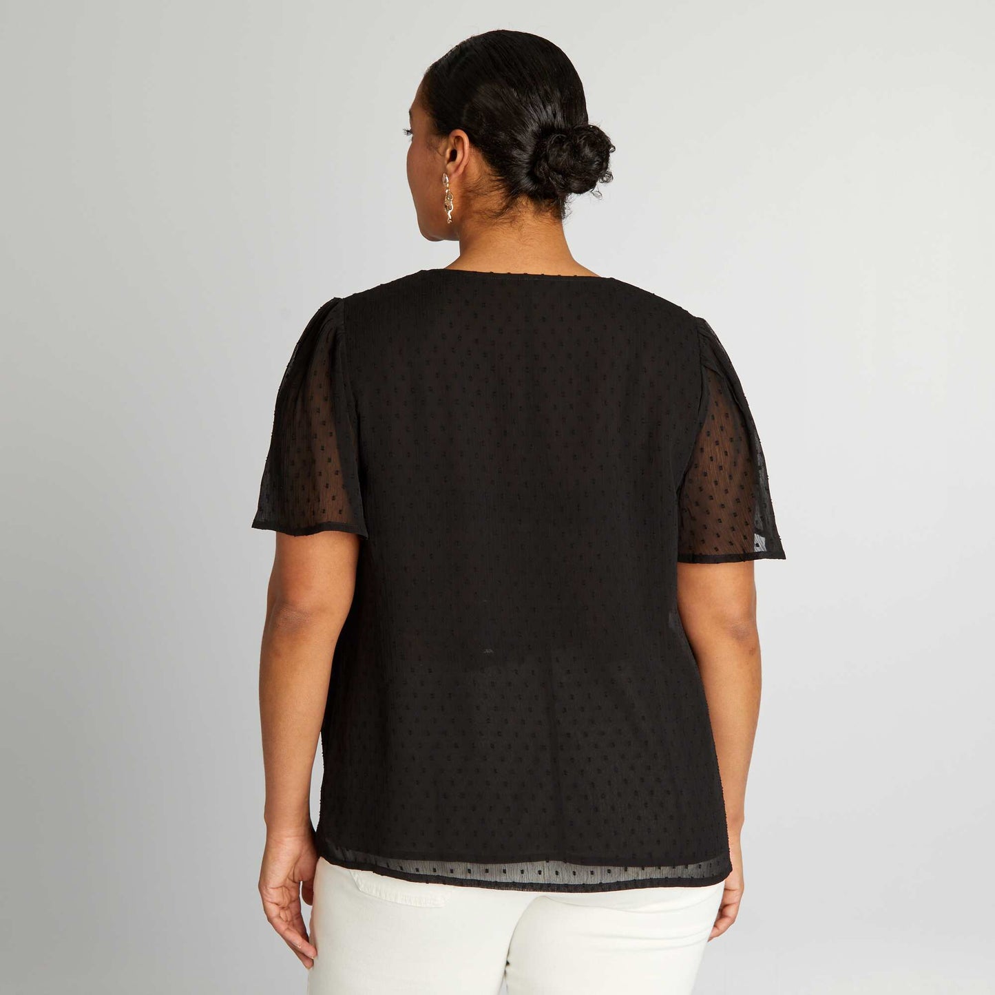 Dotted voile blouse black