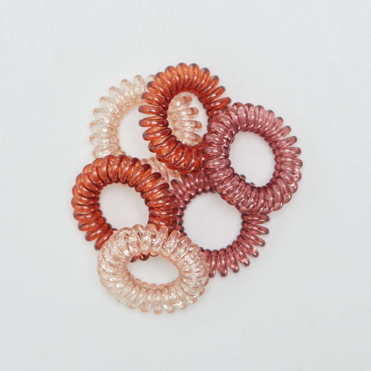 Pack of 6 spiral hair bobbles PINK