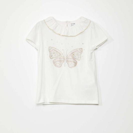 Stylish glittery T-shirt WHITE