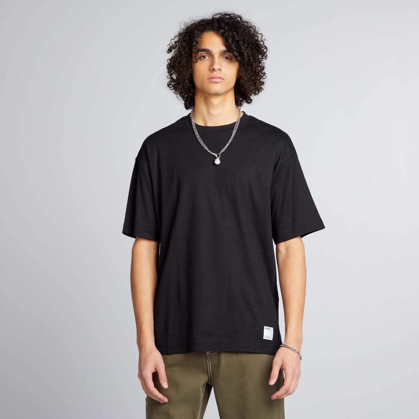 Round neck cotton T-shirt black