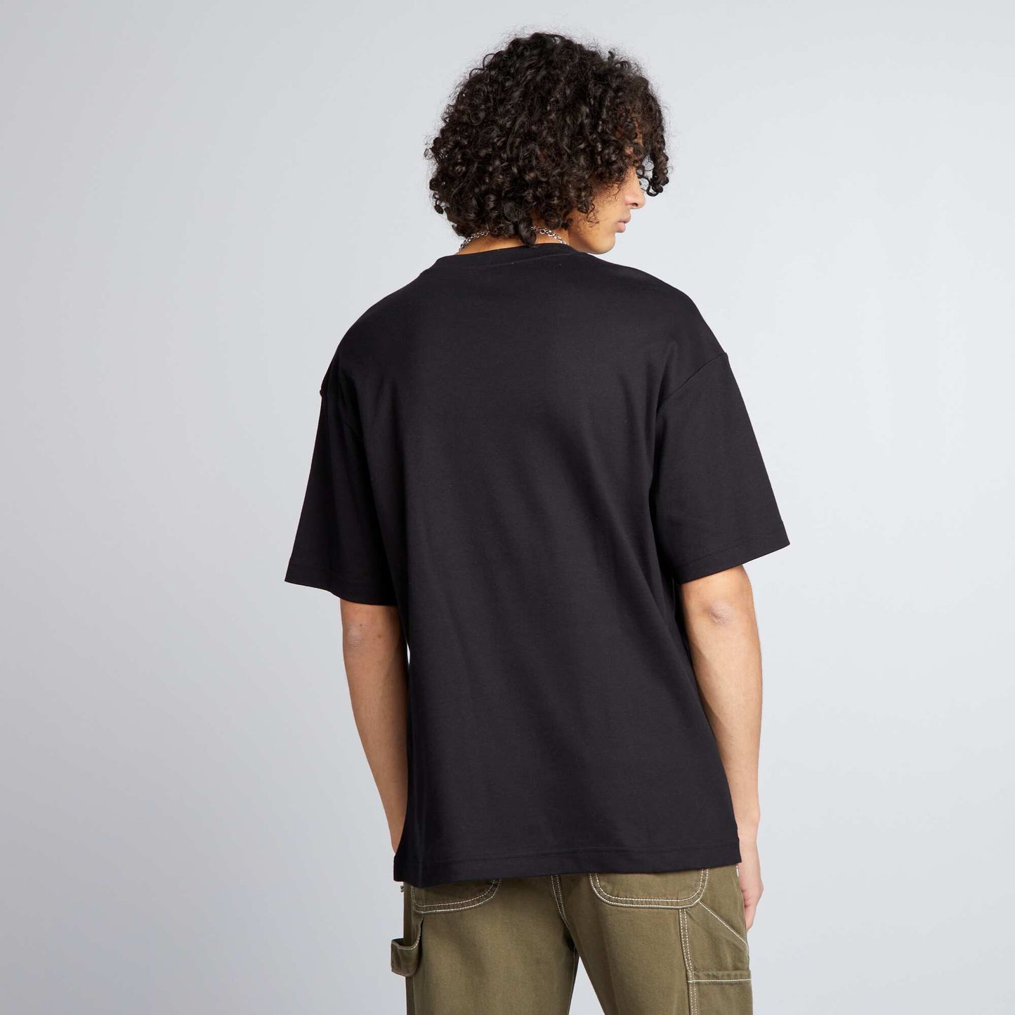 Round neck cotton T-shirt black
