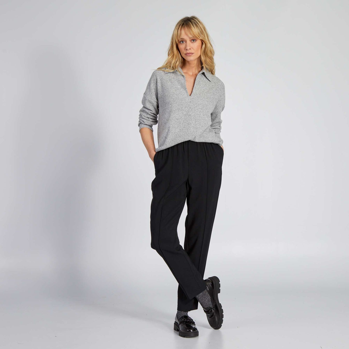 Polo collar T-shirt GREY