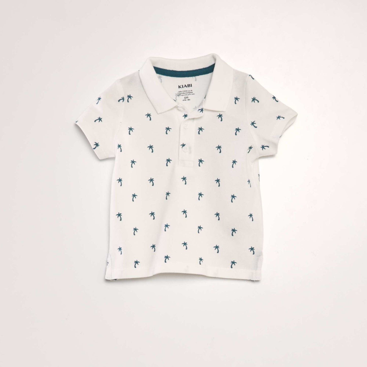 Printed cotton piqué polo shirt WHITE
