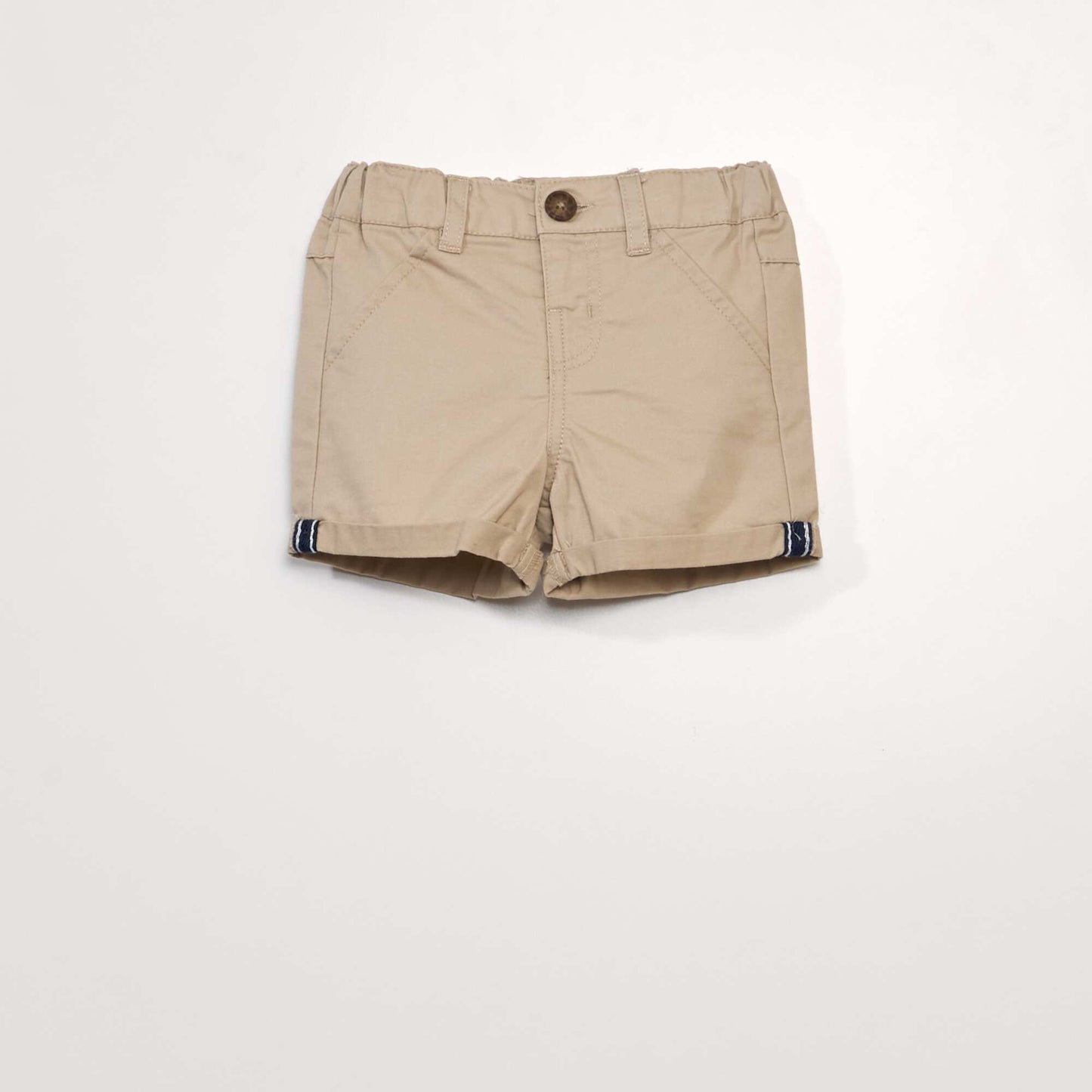 Two-piece set - Polo-style T-shirt + twill shorts BEIGE