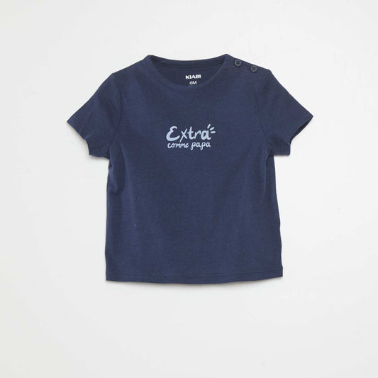 Short-sleeved T-shirt with lettering BLUE