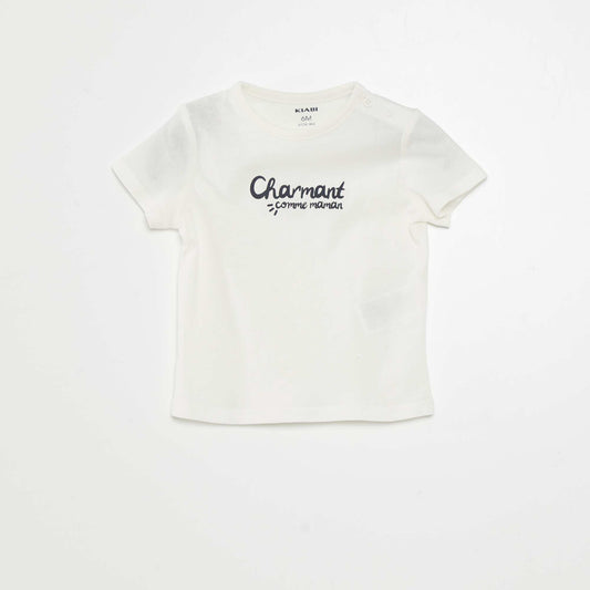 Short-sleeved T-shirt with lettering WHITE