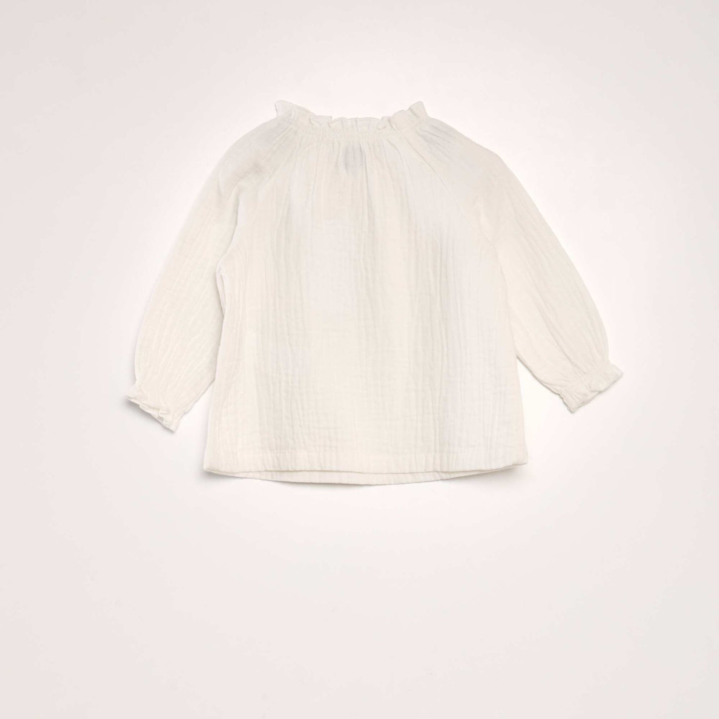 Long-sleeved blouse with ruffled collar WHITE