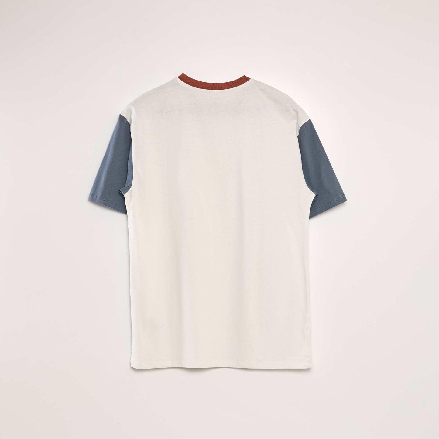 Round-neck colour block T-shirt GREY