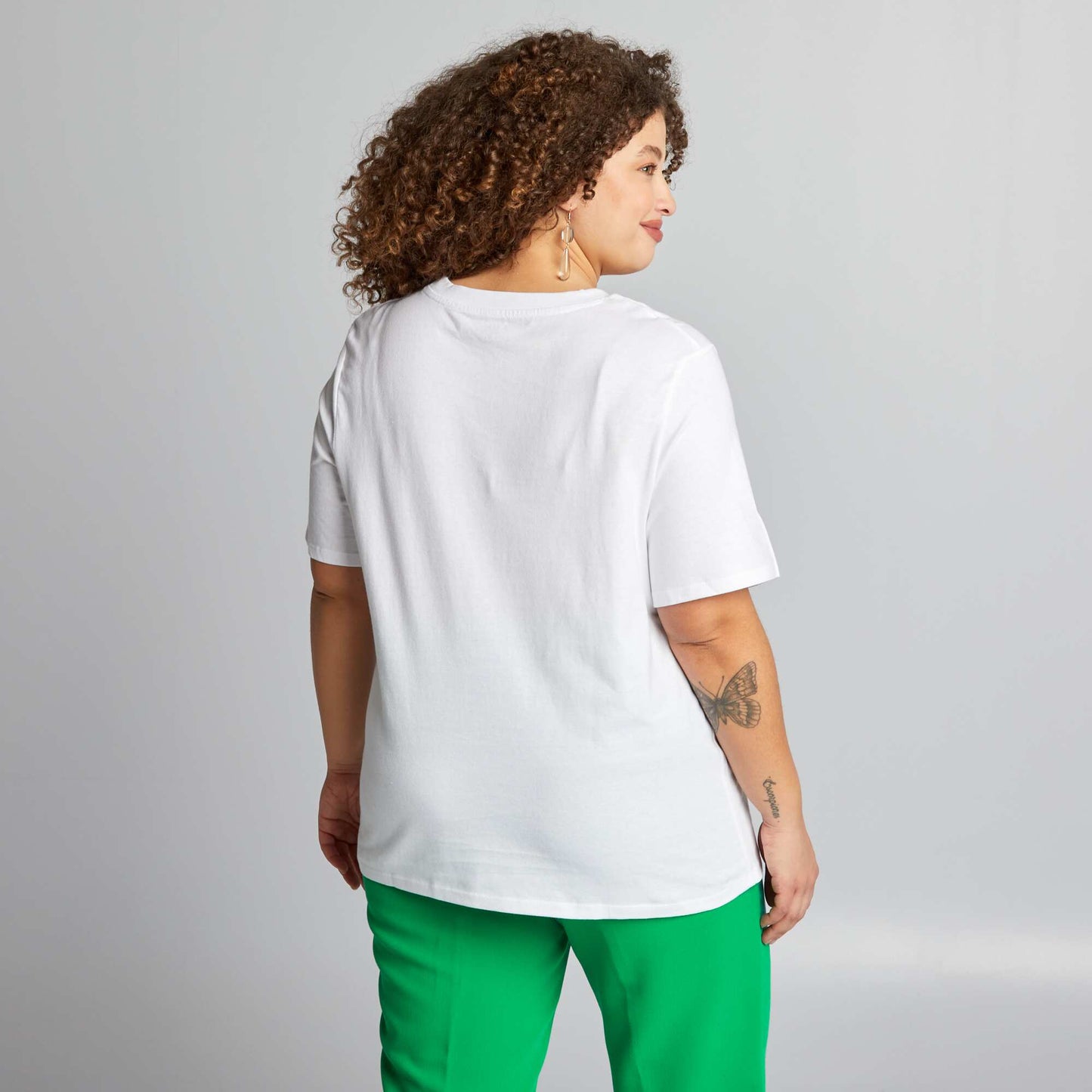 T-shirt with embroidered collar WHITE