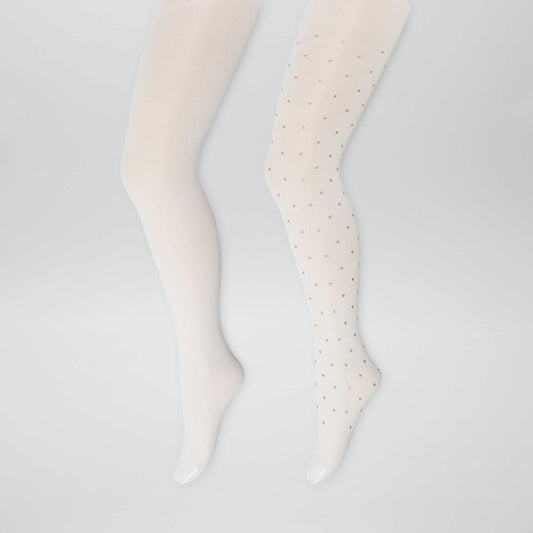 Pack of 2 pairs of tights WHITE