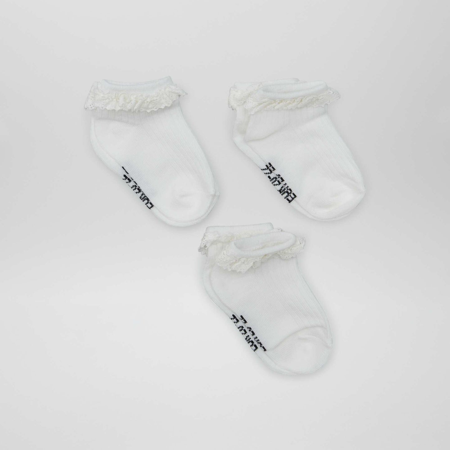 Pack of 3 pairs of frilly pop socks WHITE