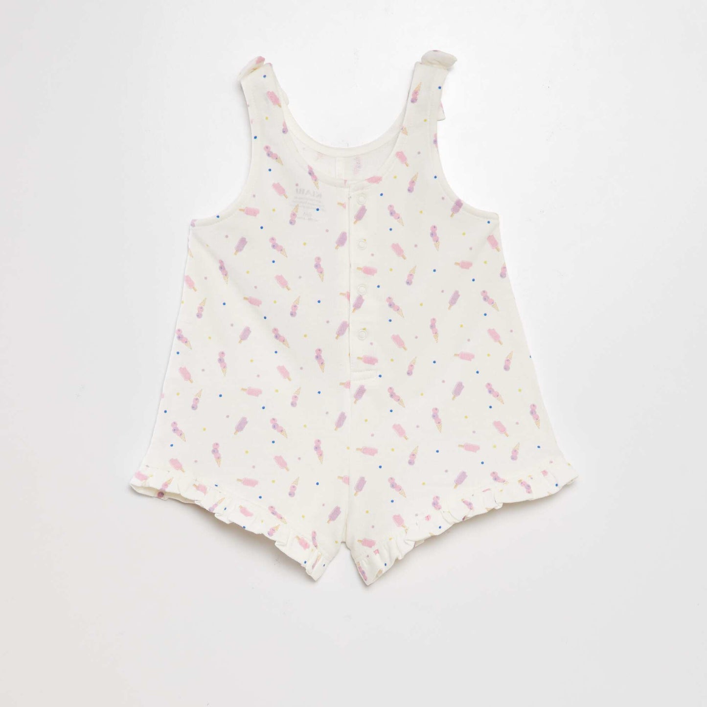 Printed frilly romper suit WHITE