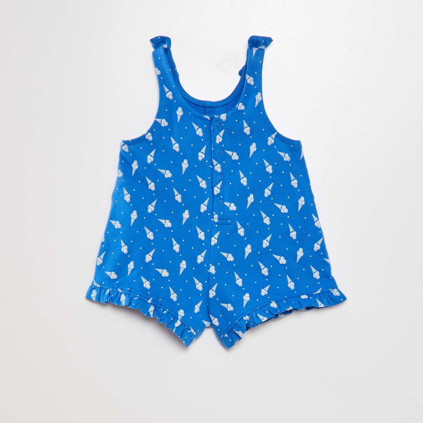 Printed frilly romper suit BLUE