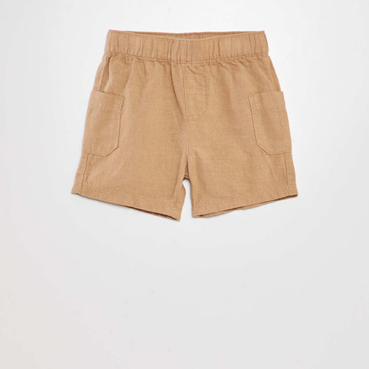 Cotton and linen Bermuda shorts BEIGE