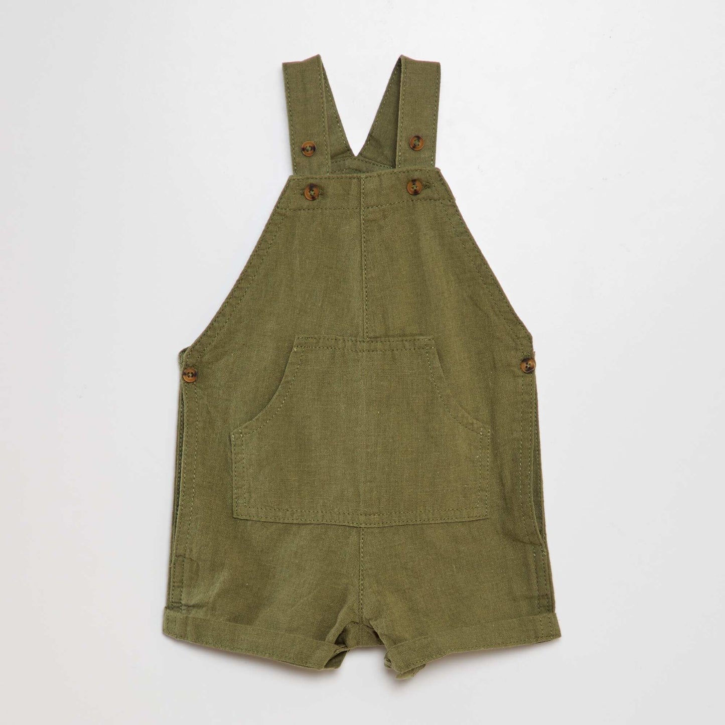 Linen cotton cropped dungarees green