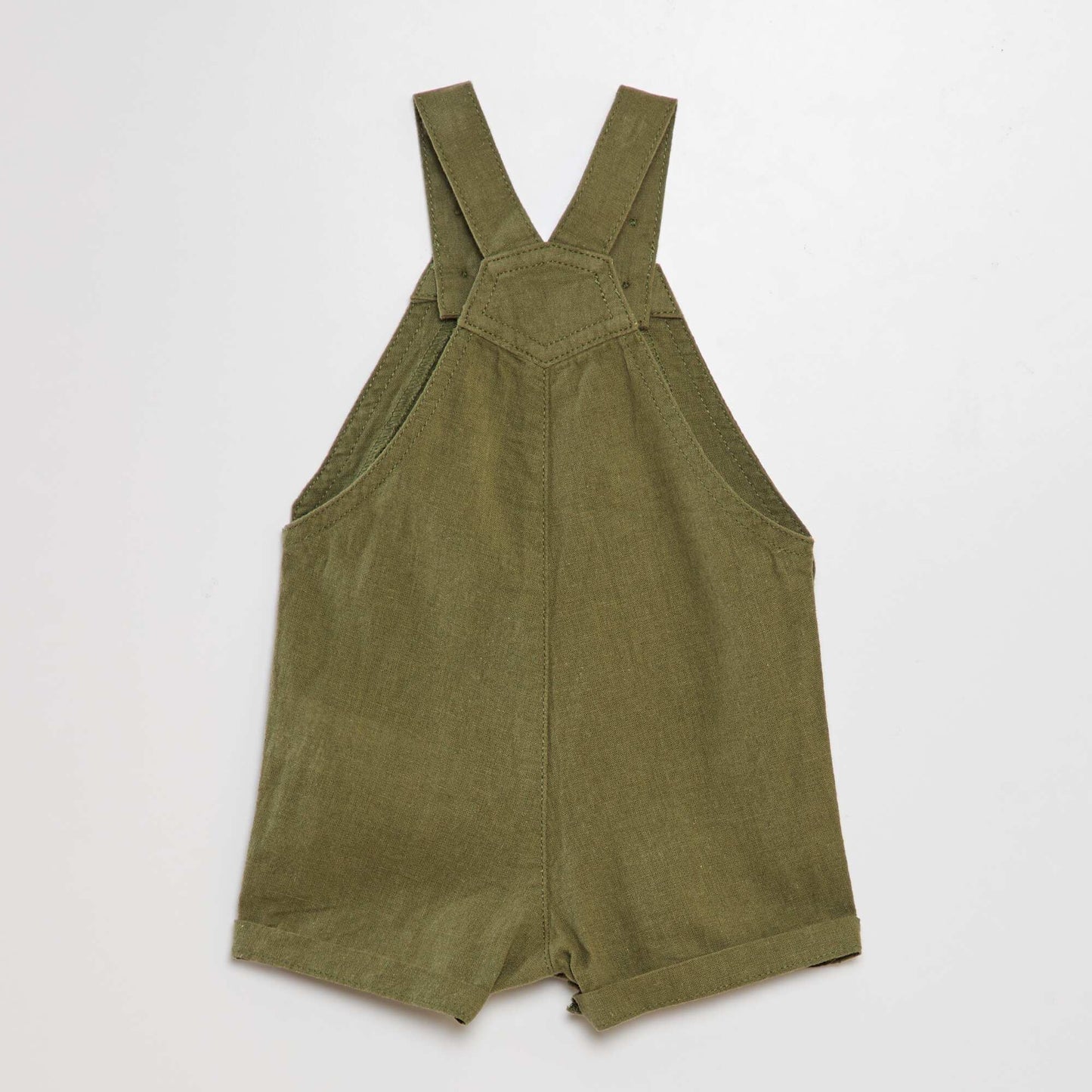 Linen cotton cropped dungarees green