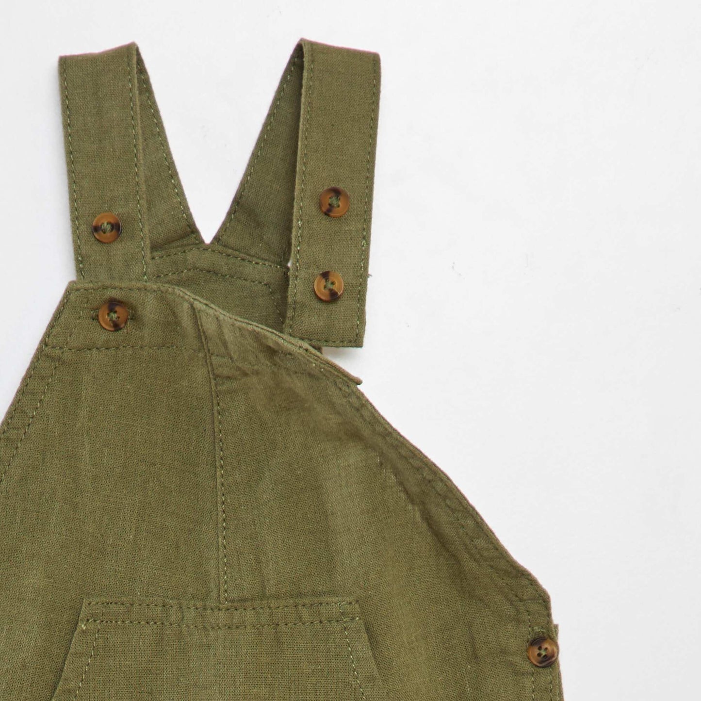 Linen cotton cropped dungarees green