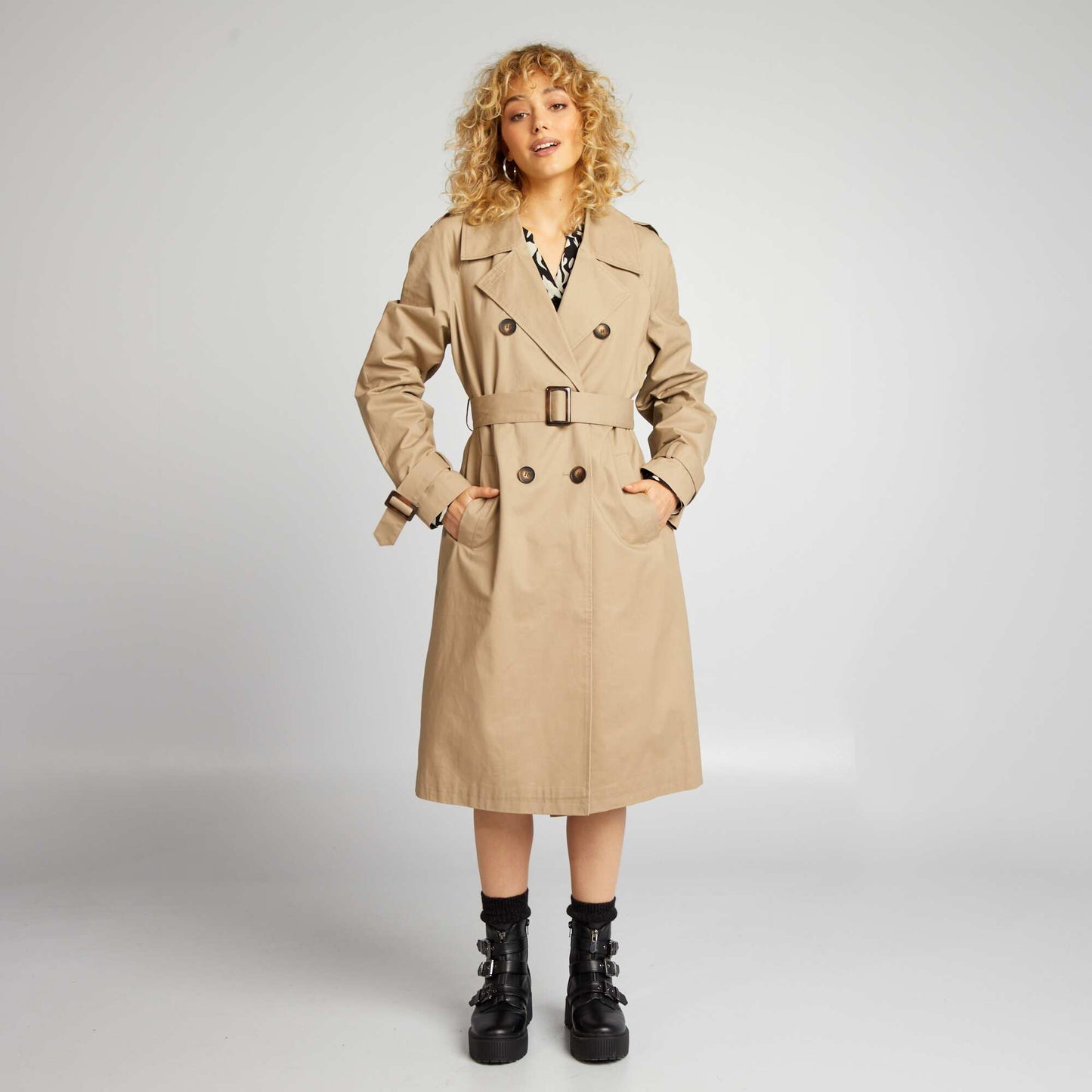 Flowing trench coat BEIGE_