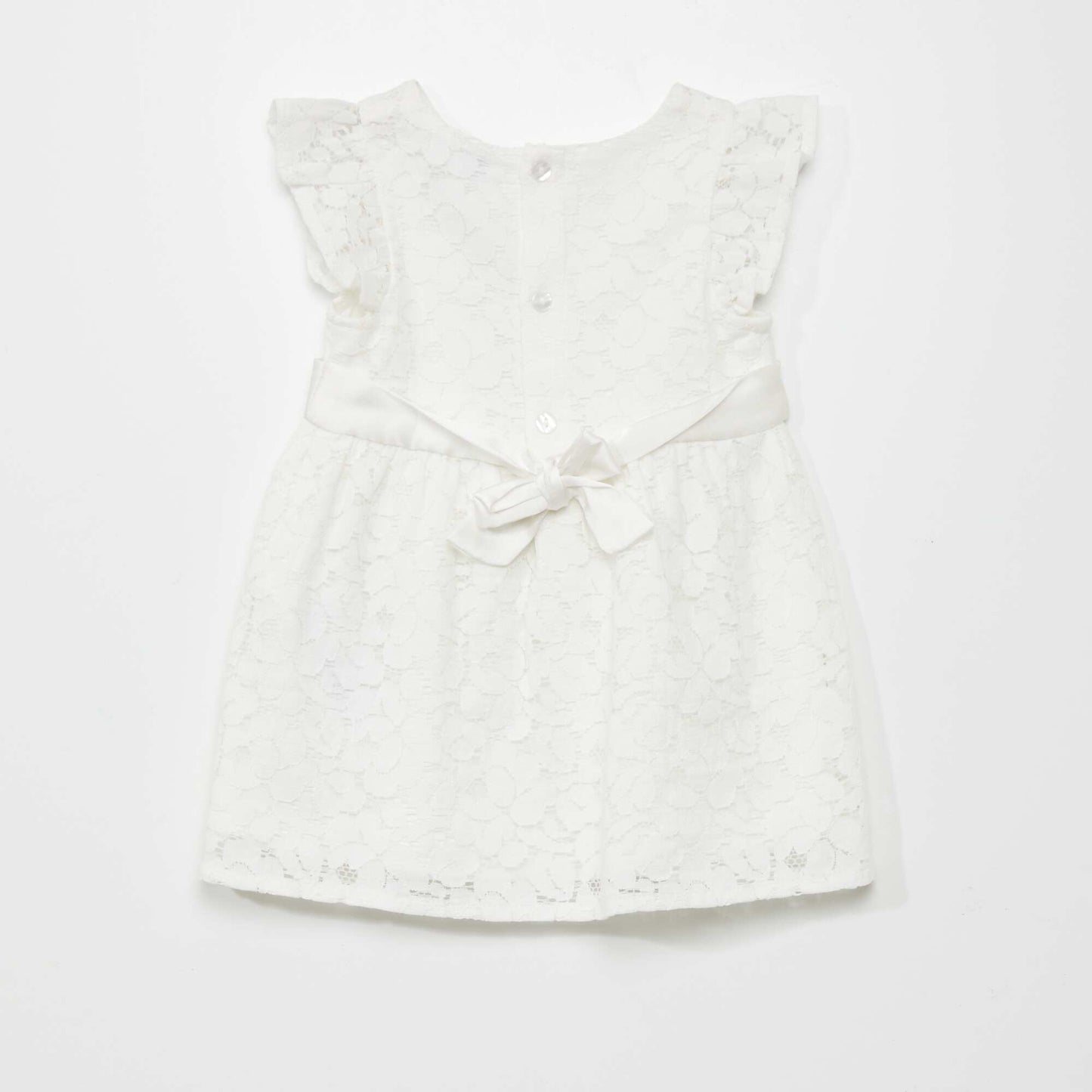 Belted lace dress WHITE