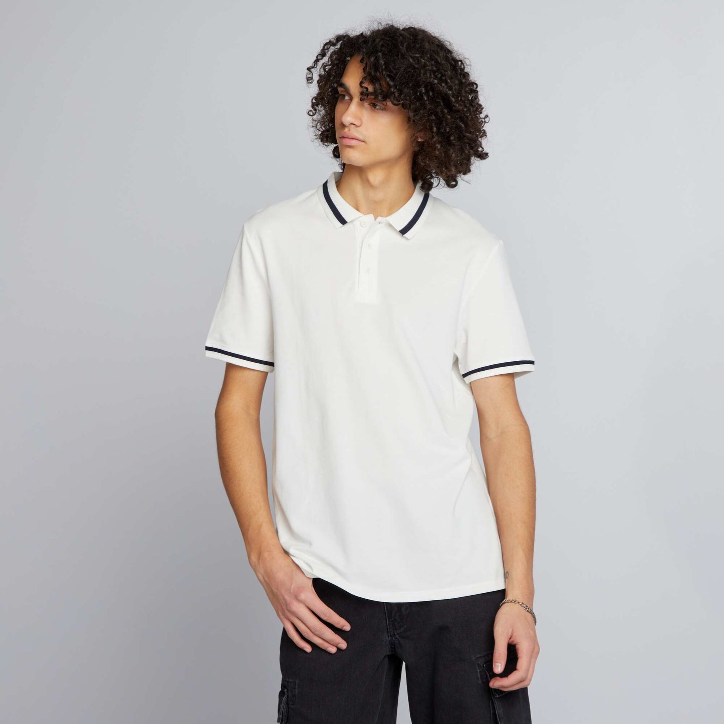 Contrasting short-sleeved polo shirt WHITE