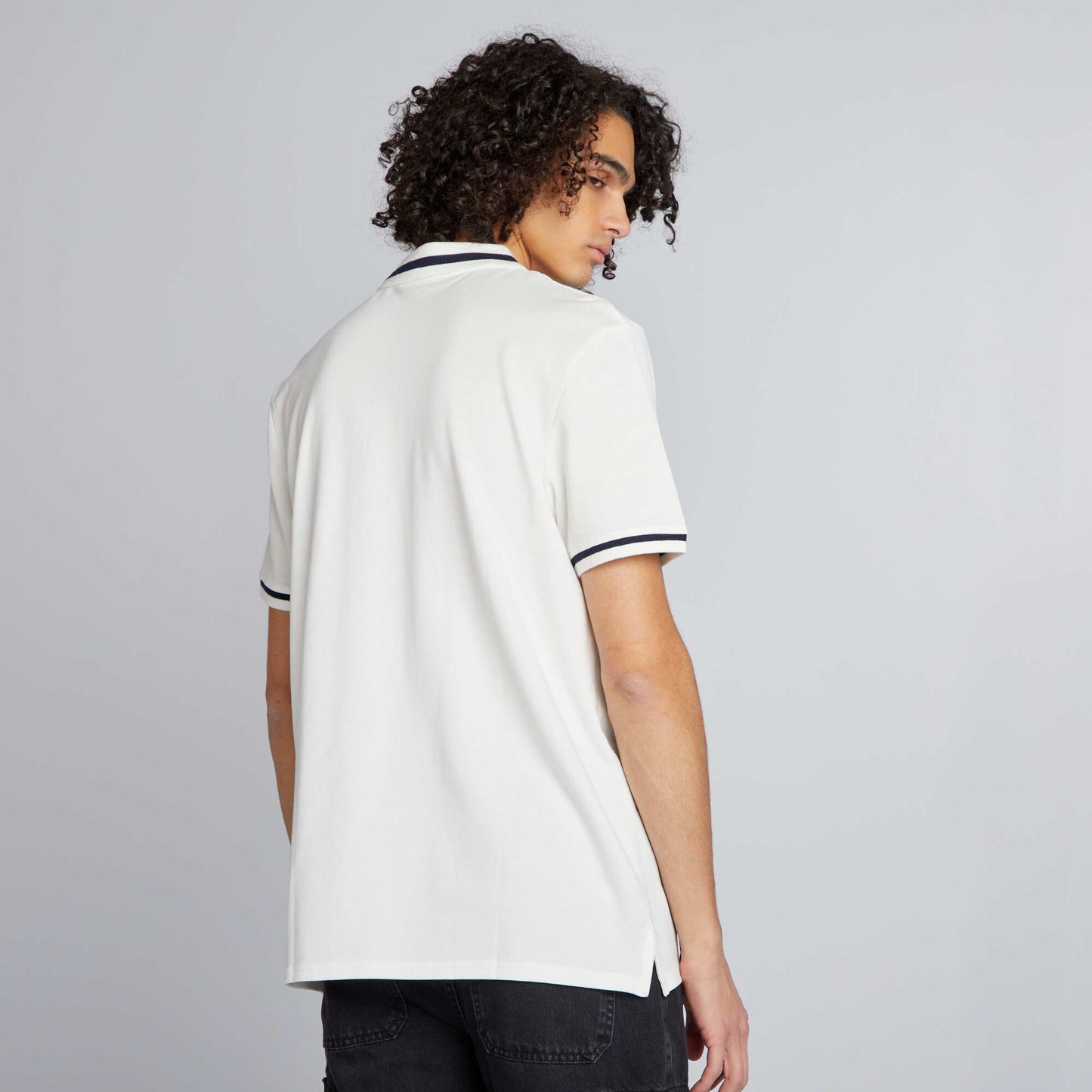 Contrasting short-sleeved polo shirt WHITE