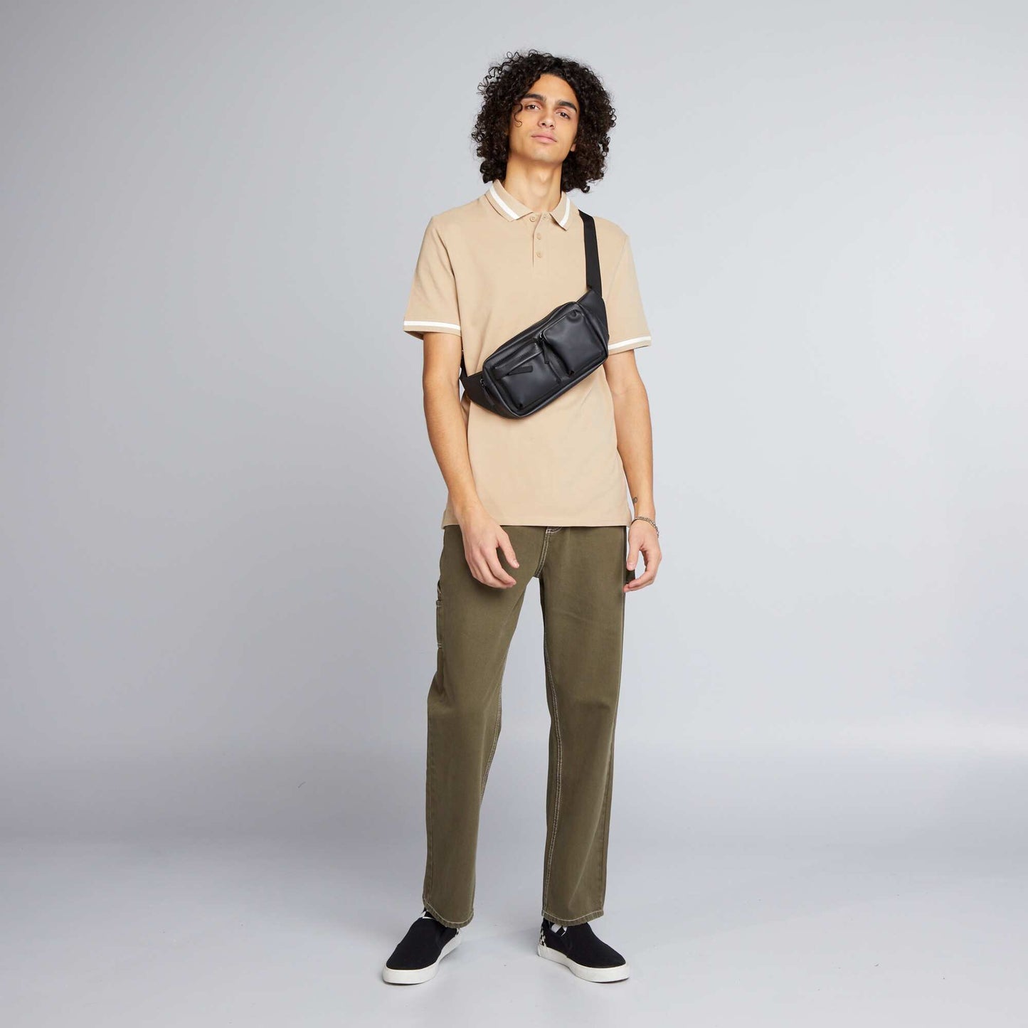 Contrasting short-sleeved polo shirt BEIGE