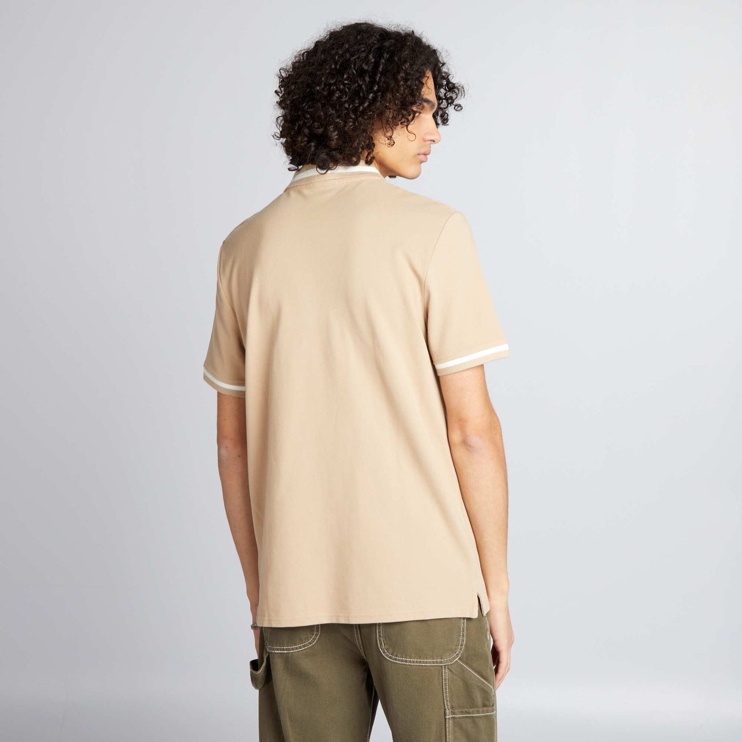 Contrasting short-sleeved polo shirt BEIGE